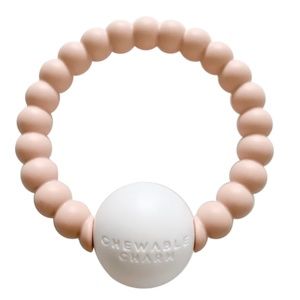NWT: Chewable Charms Teething Rattle - Blush